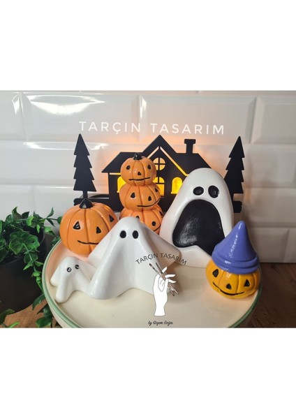 Balkabağı Dekor ,halloween,3 Adet Halloween Hayalet ve 3 Adet Balkabağı Biblo/kabak Dekor