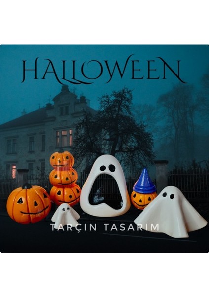 Balkabağı Dekor ,halloween,3 Adet Halloween Hayalet ve 3 Adet Balkabağı Biblo/kabak Dekor