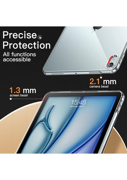 Apple iPad 11.nesil 2025 Uyumlu Kılıf Şeffaf 3D Kamera Korumalı Renksiz Ultra Korumalı Kapak