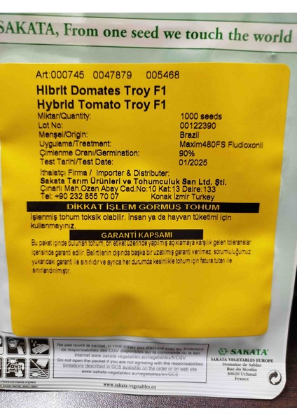 Troy F1 Hibrit Oturak Domates Tohumu 1.000 Adet