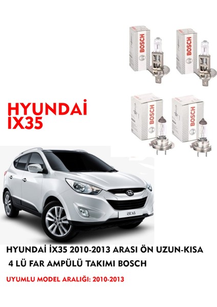 Hyundai İX35 2012 Model Ön Uzun-Kısa 4 Lü Far Ampülü Takımı (Sarı Renk)