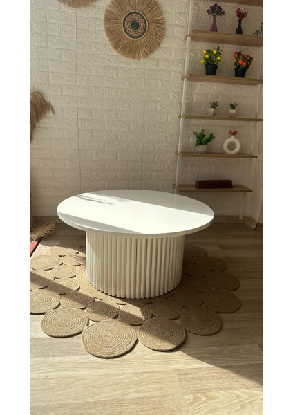 Concept Çıta Ayaklı Orta Sehpa Ahşap Yuvarlak Beyaz Renkli Sabit Orta Sehpa (Çap 80 cm ) fırsatları