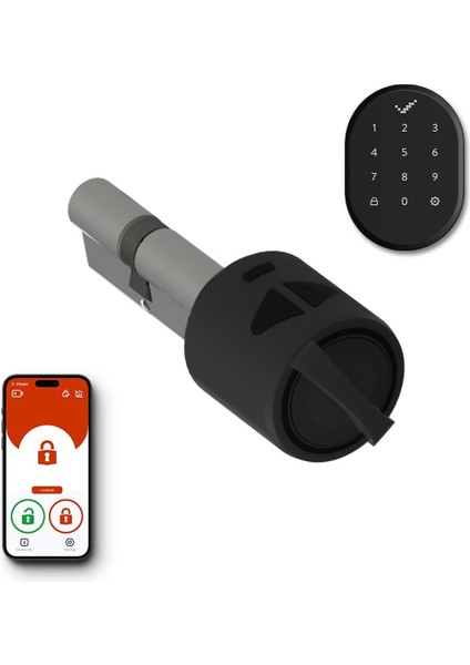 Utopic R Siyah Akıllı Kilit Telefondan Kontrol & Kablosuz Tuş Takımlı Set
