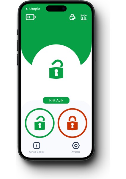 Utopic R Siyah Akıllı Kilit Telefondan Kontrol & Kablosuz Tuş Takımlı Set
