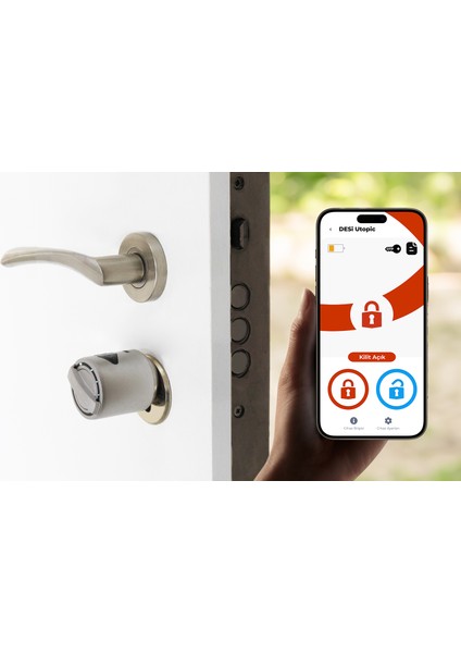 Utopic R Siyah Akıllı Kilit Telefondan Kontrol & Kablosuz Tuş Takımlı Set