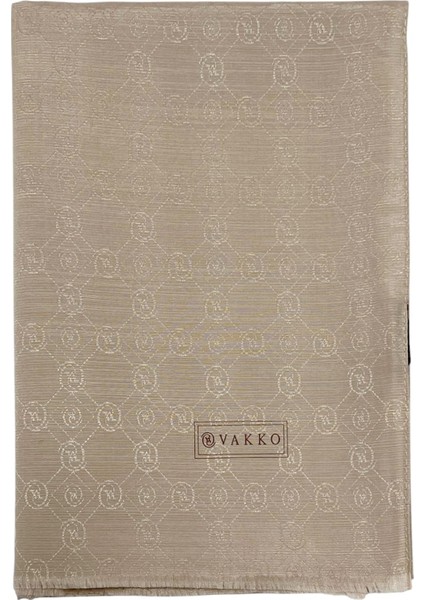 Pamuk Ipek Şal - Yeni Hologram - Koyu Krem