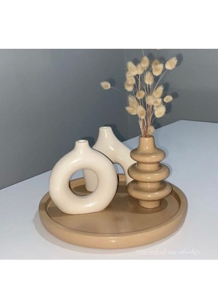 Halka Vazo ,minimal Vazo Set 3’lü Vazo, Tepsili Set Biblo, Bohem Minyatür Set