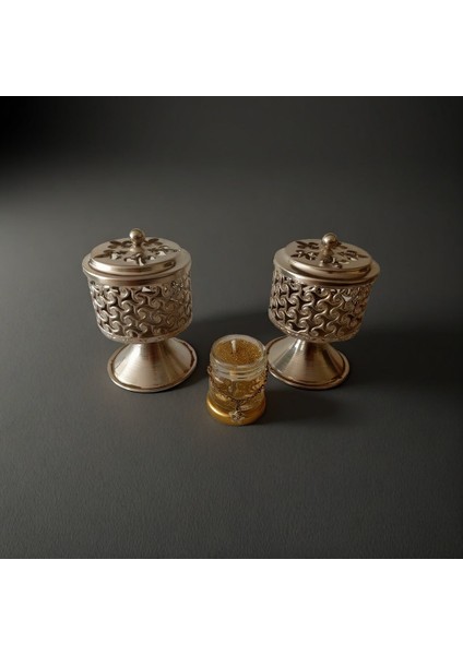 Gümüş Renk 2 Adet Şık Tasarımlı Metal Tütsü & Buhurdanlık Seti (Simli Mum Hediyeli) Mod3 fırsatları