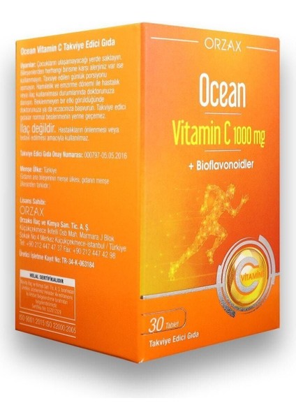 Vitamin C 1000 Mg 30 Tablet +Bioflavonoidler