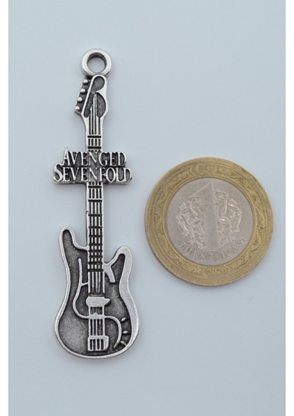 Avenged Sevenfold Elektro Gitar Gümüş Kaplama Deri İp Kolye