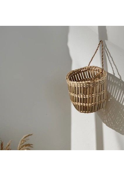 Dekoratif Çok Amaçlı Doğal El Yapımı Hasır Saksı Sepet / 10X10 cm fırsatları