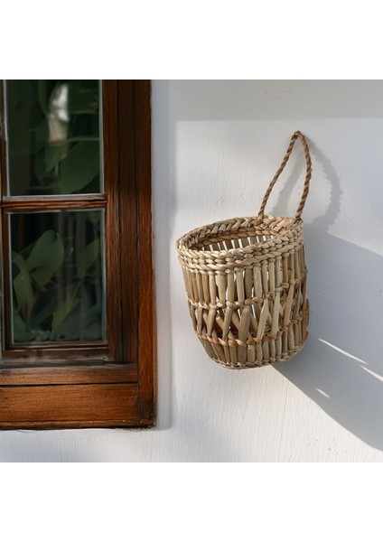 Dekoratif Çok Amaçlı Doğal El Yapımı Hasır Saksı Sepet / 10X10 cm modelleri