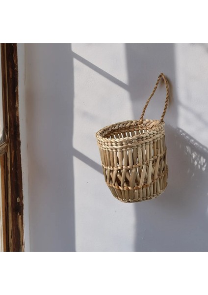 Dekoratif Çok Amaçlı Doğal El Yapımı Hasır Saksı Sepet / 10X10 cm fırsatları