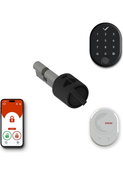 Utopic R Siyah Akıllı Kilit Telefondan Kontrol - Akıllı Köprü - Parmak İzi Set - Her Kapıya Deliksiz Montaj Imkanı