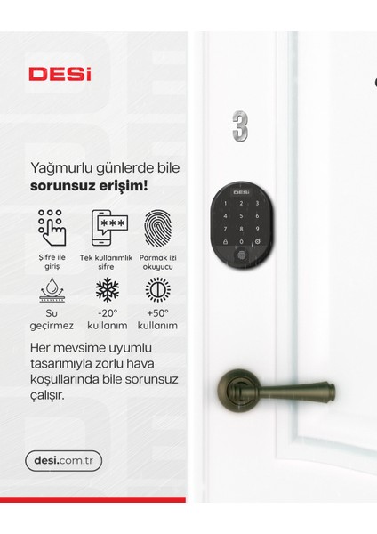 Utopic R Siyah Akıllı Kilit Telefondan Kontrol - Akıllı Köprü - Parmak İzi Set - Her Kapıya Deliksiz Montaj Imkanı