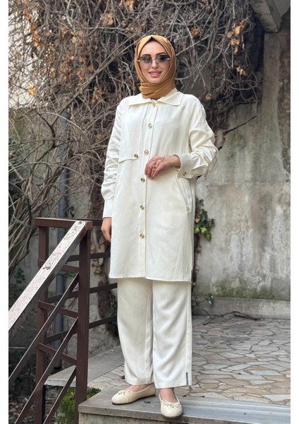 Gold Düğmeli Gömlek 25MY2111 Bej