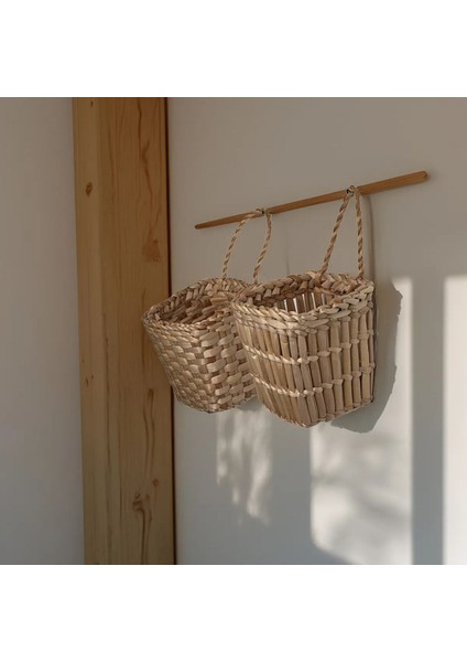 Dekoratif Çok Amaçlı 2'li Doğal El Yapımı Hasır Saksı Sepet / 10X10 cm fırsatları