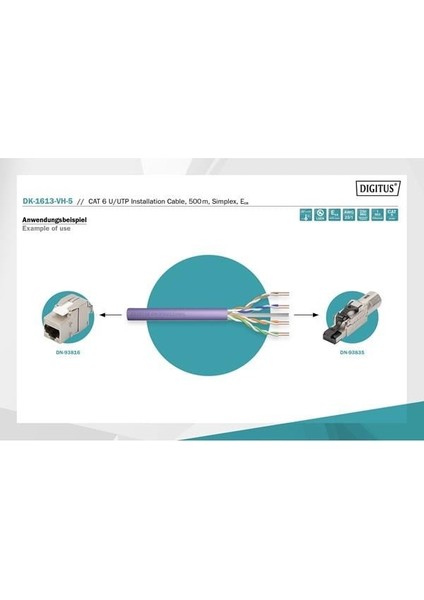 Dıgıtus Cat6 Utp 23AWG Gri 500M Makara Saf Bakır Kablo 0.50MM DK-1613-VH-5-GR