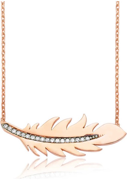 925 Ayar Gümüş Kuş Tüyü Kolye