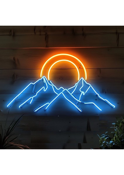 Dağ Neon LED Işık – Yatak Odası, Oturma Odası ve Oyun Odası Için LED Duvar Sanatı | Modern Estetik Duvar Dekoru (100 x 55 cm / 39 x 21IN & 55 x 23 cm / 21 x 9IN)