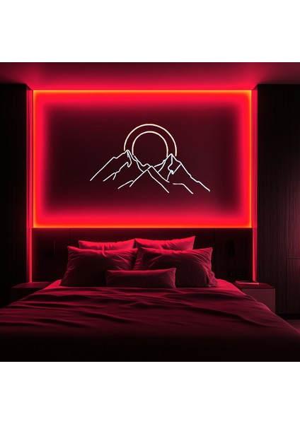 Dağ Neon LED Işık – Yatak Odası, Oturma Odası ve Oyun Odası Için LED Duvar Sanatı | Modern Estetik Duvar Dekoru (100 x 55 cm / 39 x 21IN & 55 x 23 cm / 21 x 9IN)