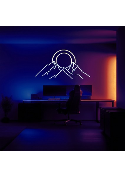 Dağ Neon LED Işık – Yatak Odası, Oturma Odası ve Oyun Odası Için LED Duvar Sanatı | Modern Estetik Duvar Dekoru (100 x 55 cm / 39 x 21IN & 55 x 23 cm / 21 x 9IN)