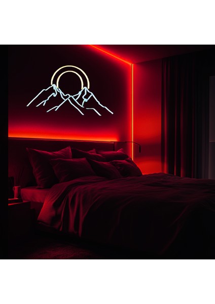 Dağ Neon LED Işık – Yatak Odası, Oturma Odası ve Oyun Odası Için LED Duvar Sanatı | Modern Estetik Duvar Dekoru (100 x 55 cm / 39 x 21IN & 55 x 23 cm / 21 x 9IN)