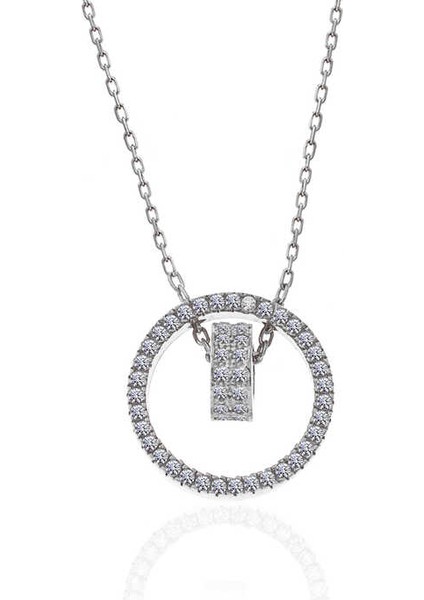 925 Ayar Gümüş Iç Içe Geçmiş Halka Kadın Kolye