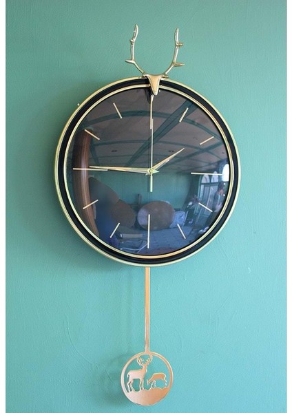 Geyikli Sarkaçlı Duvar Saati ALK1583 Dekoratif Hediyelik