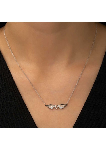 925 Ayar Gümüş Kanatlı Kalp Kadın Gümüş Kolye modelleri