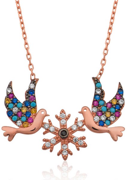 925 Ayar Gümüş Aşk Kuşları Kadın Gümüş Kolye