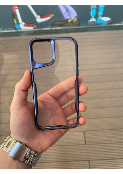 Apple iPhone 12 ve 12 Pro Uyumlu Kenarları Şeritli Koruyucu Şeffaf Kılıf