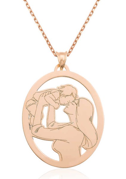 925 Ayar Gümüş Anne Bebek Gümüş Kadın Kolye