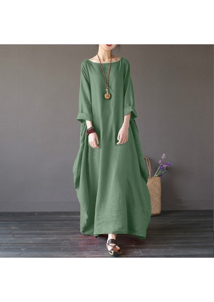 Barbora Keten Rahat Baharlık Salaş Panço Kadın Elbise LN1040HAKI10 fiyatları