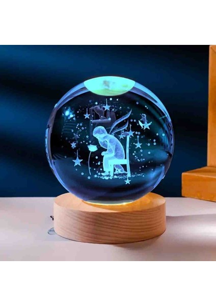 Kristal Cam Kar Küresi 3D Renk Değiştiren Rgb'li Doğal Ahşap Standlı USB Kablolu LED Işıklı Lamba Seti Konsept Dekoratif Hediyelik Eşya Top Dekor Özel Premium Seri fiyatları