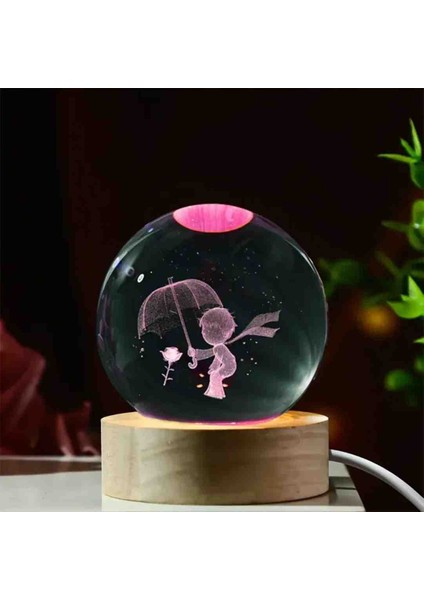 Kristal Cam Kar Küresi 3D Renk Değiştiren Rgb'li Doğal Ahşap Standlı USB Kablolu LED Işıklı Lamba Seti Konsept Dekoratif Hediyelik Eşya Top Dekor Özel Premium Seri fırsatları