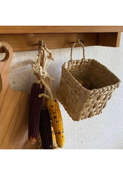 Dekoratif Çok Amaçlı Doğal El Yapımı Hasır Saksı Sepet / 10X10 cm
