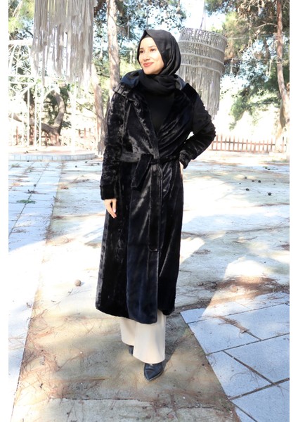 Barbora Kışlık Kürk Kadın Ceket Tam Tesettür Boy BT296SIYAHTESETTÜR9 fiyatları