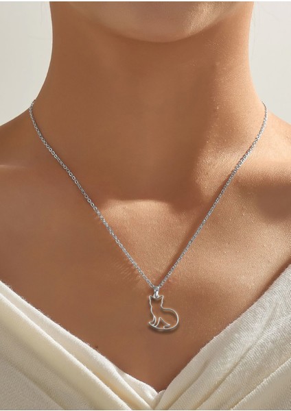 925 Ayar gümüş kolye kedi SM588