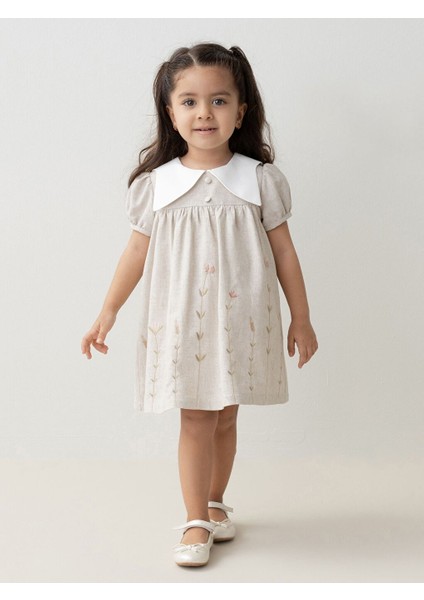 3-24 Ay Bisiklet Yaka Kısa Kollu Kız Bebek Elbise My 4231