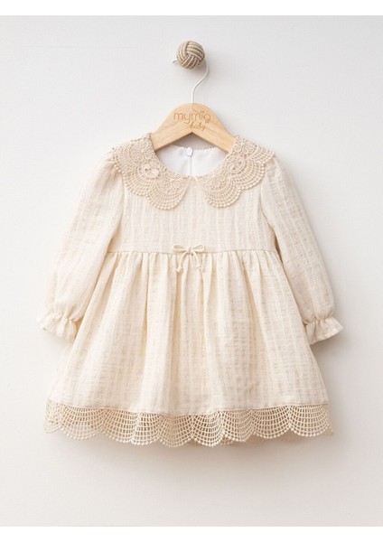 3-24 Ay Bebe Yaka Uzun Kollu Dantel Detaylı Kız Bebek Elbise My 4353 fiyatları