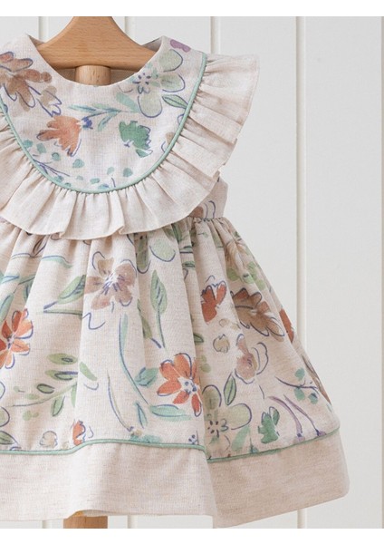 3-24 Ay Bisiklet Yaka Kısa Kollu Çiçek Desenli Kız Bebek Elbise My 3980 fiyatları