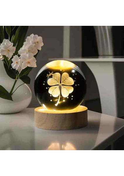 Kristal Cam Kar Küresi 3D Işıklı LED Lamba USB Kablolu Ahşap Standlı Özel Gün Işığı Dekoratif Hediyelik Konsept Masaüstü Aksesuar Şık Zarif Süs Biblo Dekor Top Özel Üretim Premium Ay Küre Seti modelleri