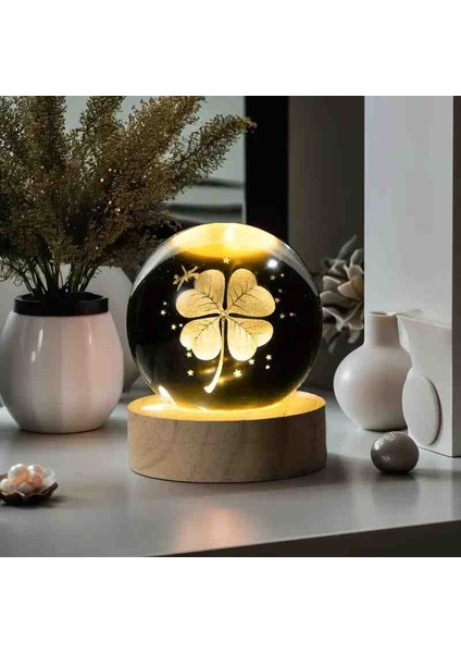 Kristal Cam Kar Küresi 3D Işıklı LED Lamba USB Kablolu Ahşap Standlı Özel Gün Işığı Dekoratif Hediyelik Konsept Masaüstü Aksesuar Şık Zarif Süs Biblo Dekor Top Özel Üretim Premium Ay Küre Seti fırsatları