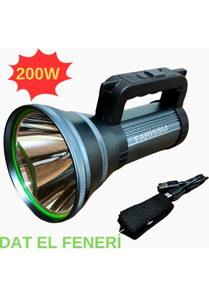 200W LED Şarjlı Kamp Feneri & El Feneri | 8800 Mah | 3 Işık Modlu | Powerbank Özellikli