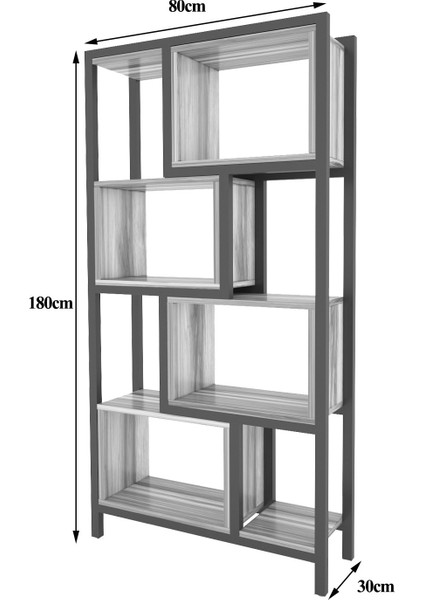 Oykotra Serisi Kitaplık 4 Büyük Raflı 80 cm Ceviz Desen Siyah Metal Ayak Kitaplık fırsatları