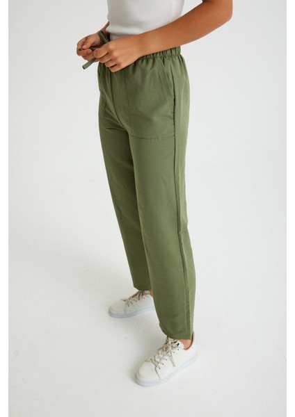 Keten Günlük Pantolon Beli Bağcıklı