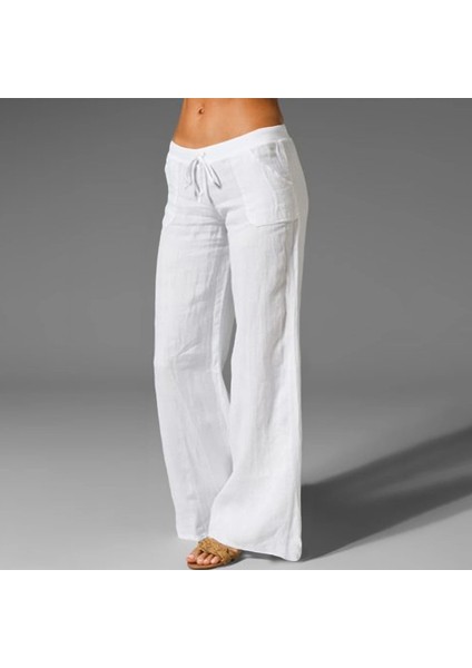 Günlük Yazlık Rahat Kesim Kadın Pantolon BT239BEYAZ4