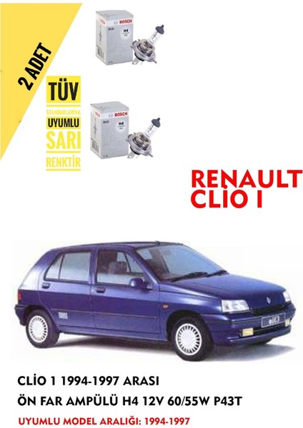 Renault Clio 1 1994-1997 Arası Ön Far Ampül Takımı 2 Adet