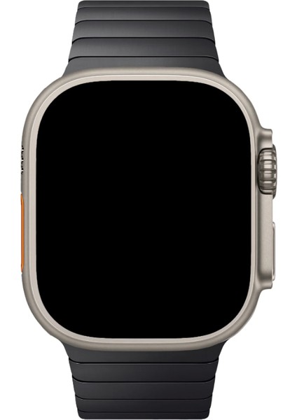 Apple Watch Uyumlu Siyah Paslanmaz Çelik Bilezik Akıllı Saat Kordonu 45-49MM Series 7, 8, 9, 10, Se, Ultra modelleri
